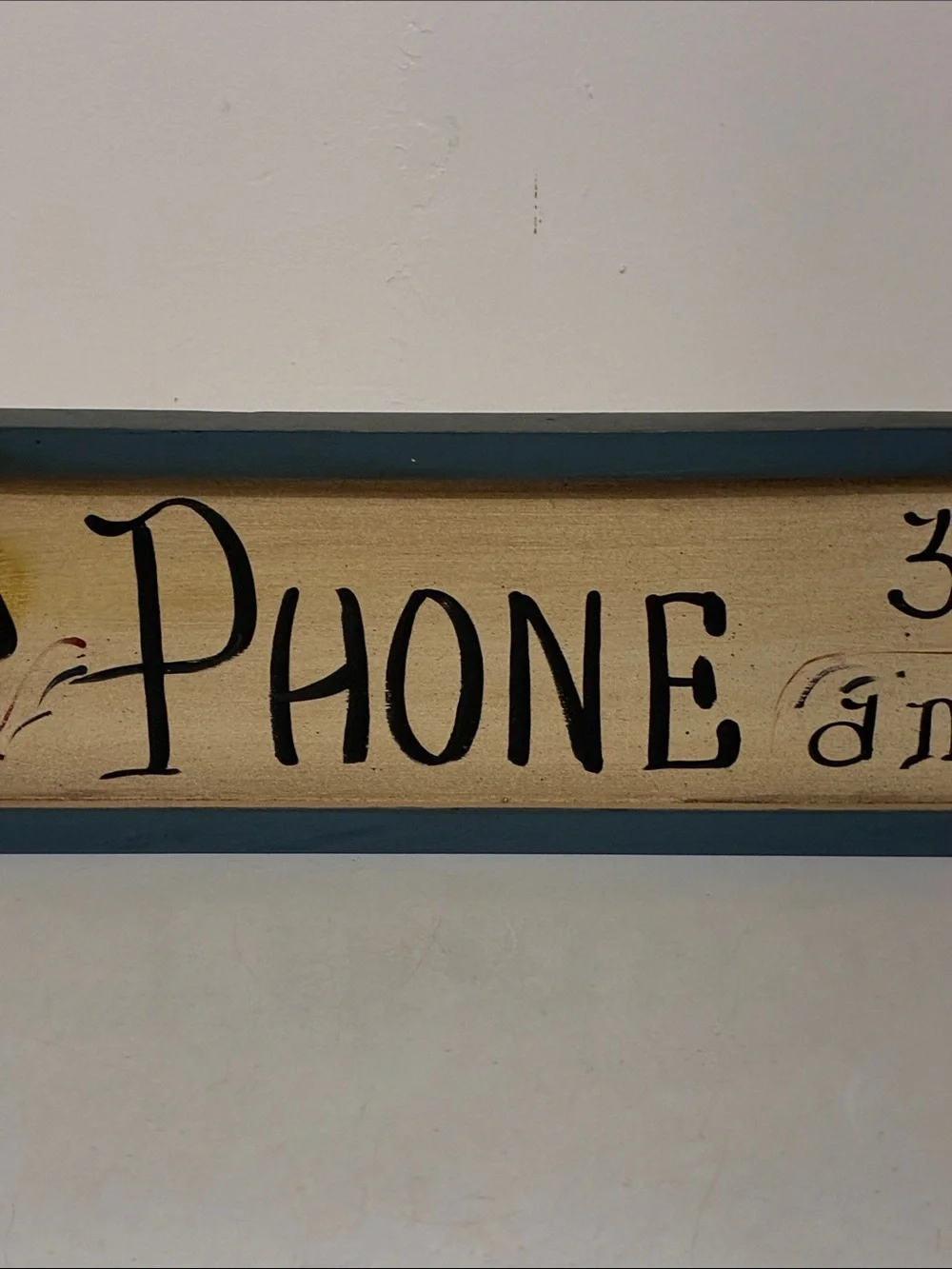 Vintage-Inspired 'Pay Phone' Wooden Wall Sign in Teal and Cream